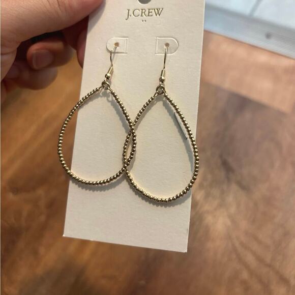 NWT J.Crew Beaded Hoop Earrings Gold - Picture 3 of 5